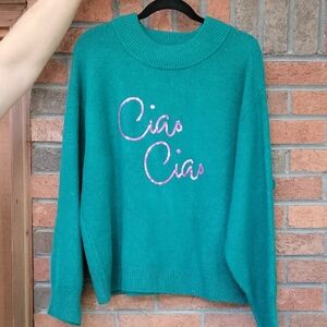 Target Teal Holiday Sweater with 'Ciao Ciao' Design